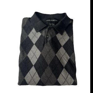Croft & Barrow Diamond Pattern Polo - Black and Gray